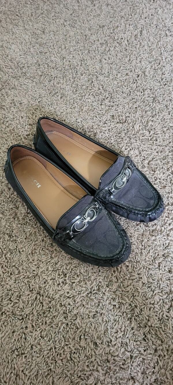 Coach Signature C Loafers Women 7 Black Moccasins Driving Designer Slip on